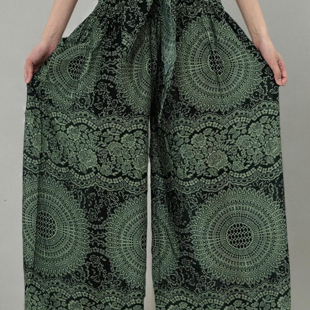 Women's Boho Palazzo Pants Yoga Wide Leg Pants - Picture 6 of 6